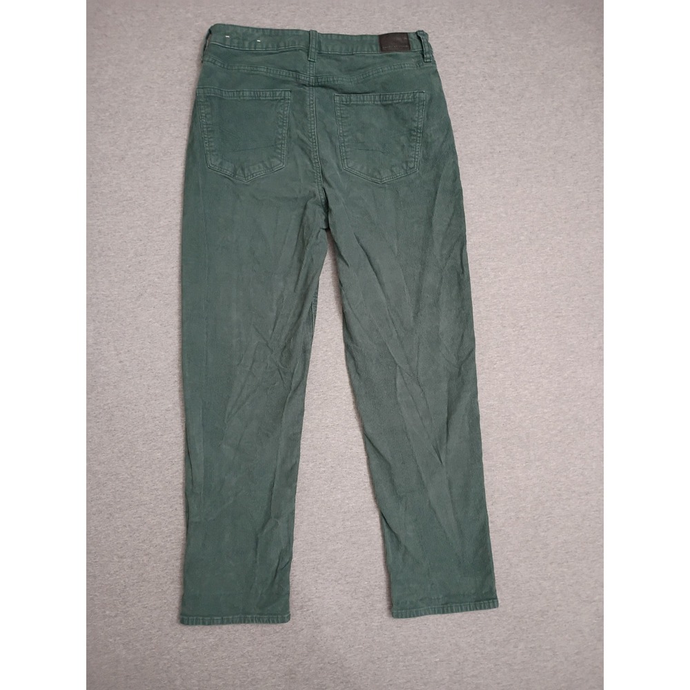 American Eagle Mom Straight Corduroy Pants Green Stretch Size 6 Regular